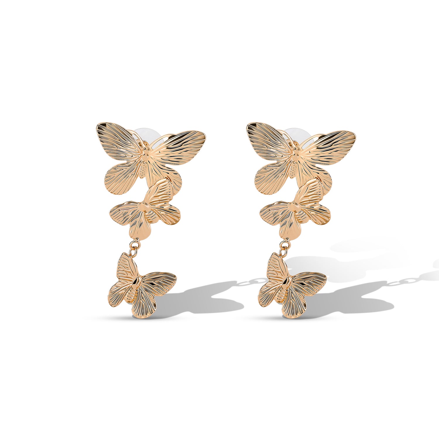 Jessica Simpson Cluster Butterfly Drop Earrings in Gold-Tone