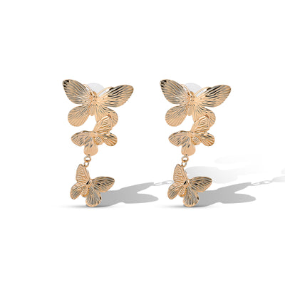 Jessica Simpson Cluster Butterfly Drop Earrings in Gold-Tone