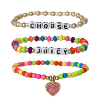 Juicy Couture Kids Choose Juicy Heart Charm 3 Piece Beaded Jewelry