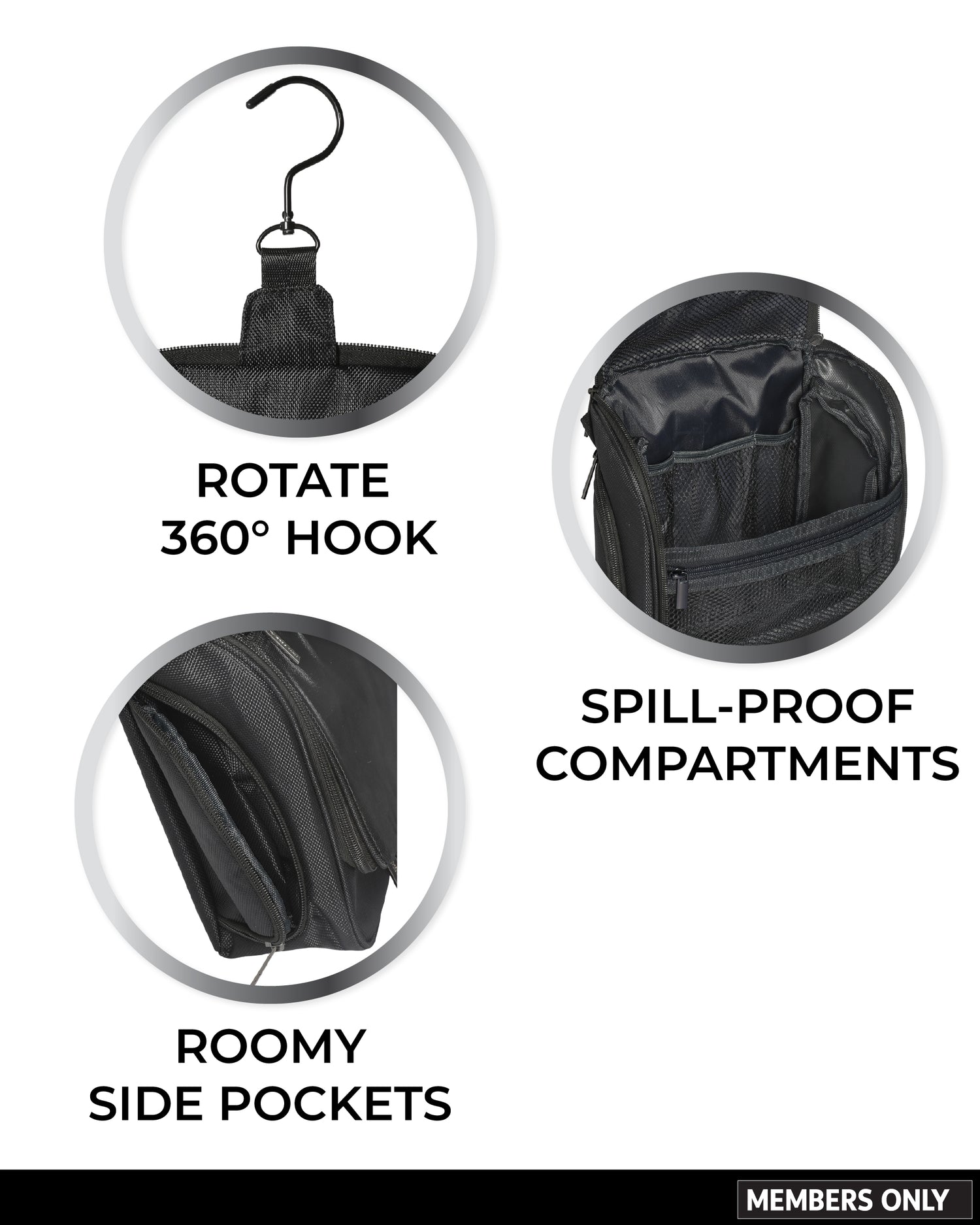 Members Only Hanging Toiletry Bag
