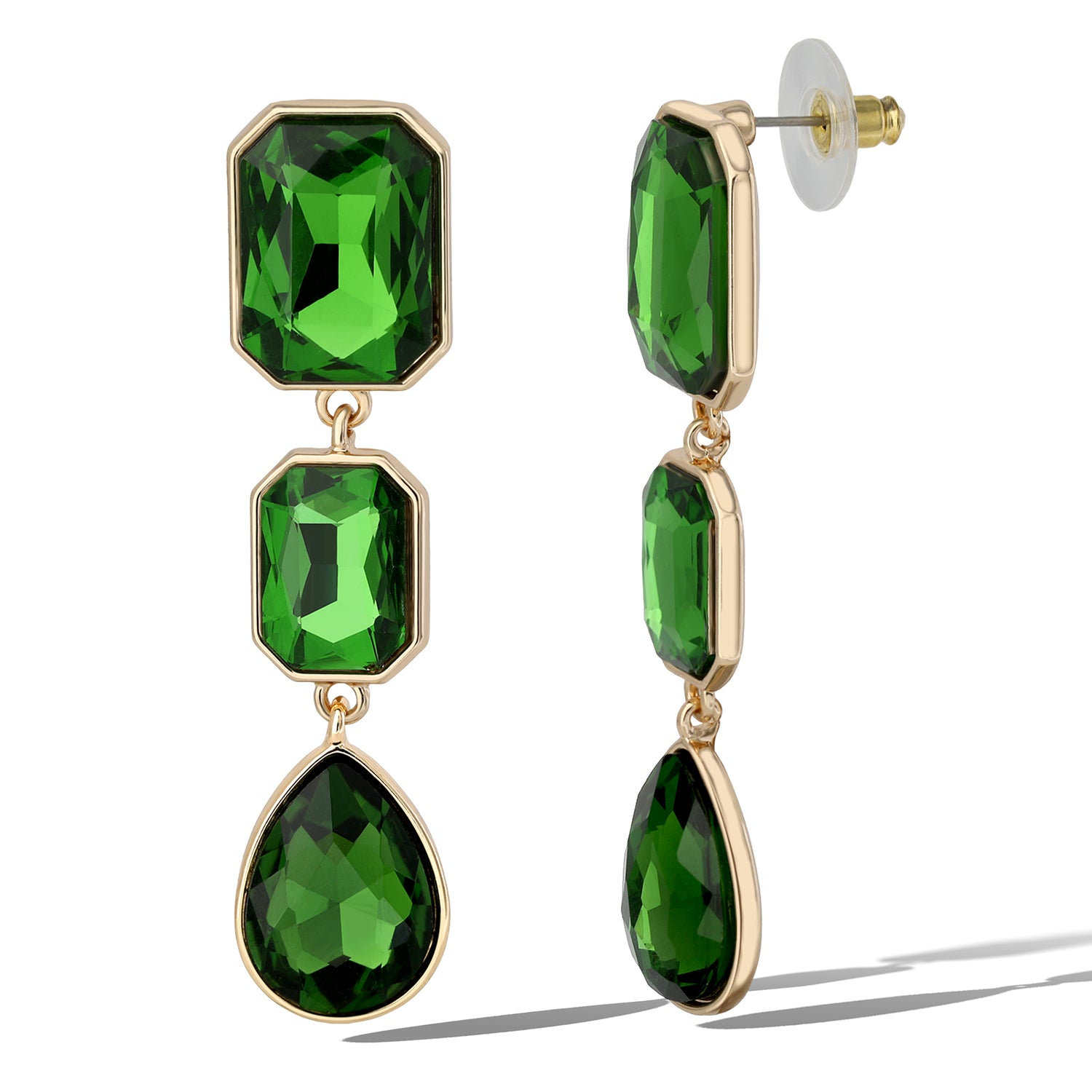 Jessica Simpson Green Crystal Drop Earrings