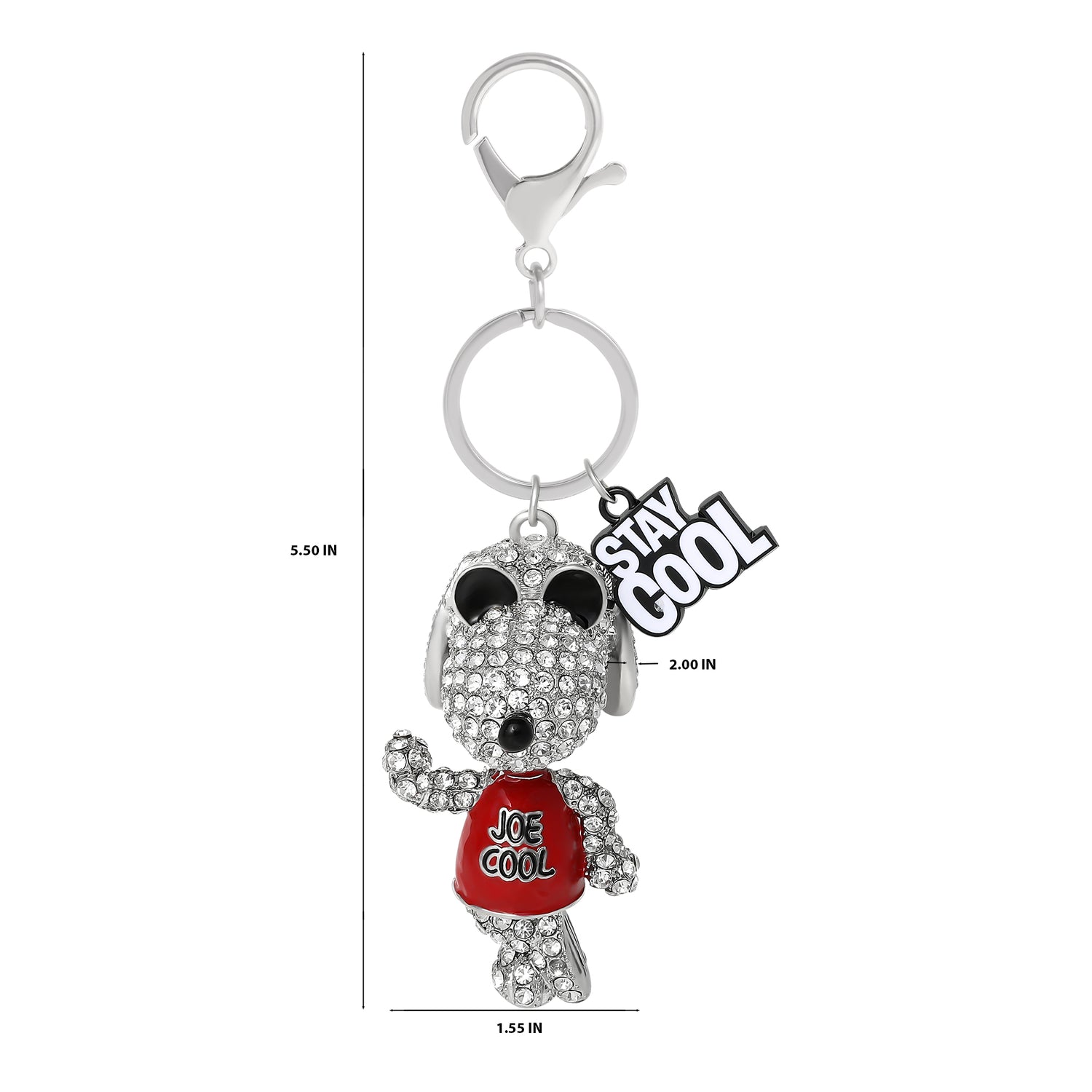 Peanuts Snoopy Joe Cool Crystal Pavé Bag Charm Keychain – Officially Licensed
