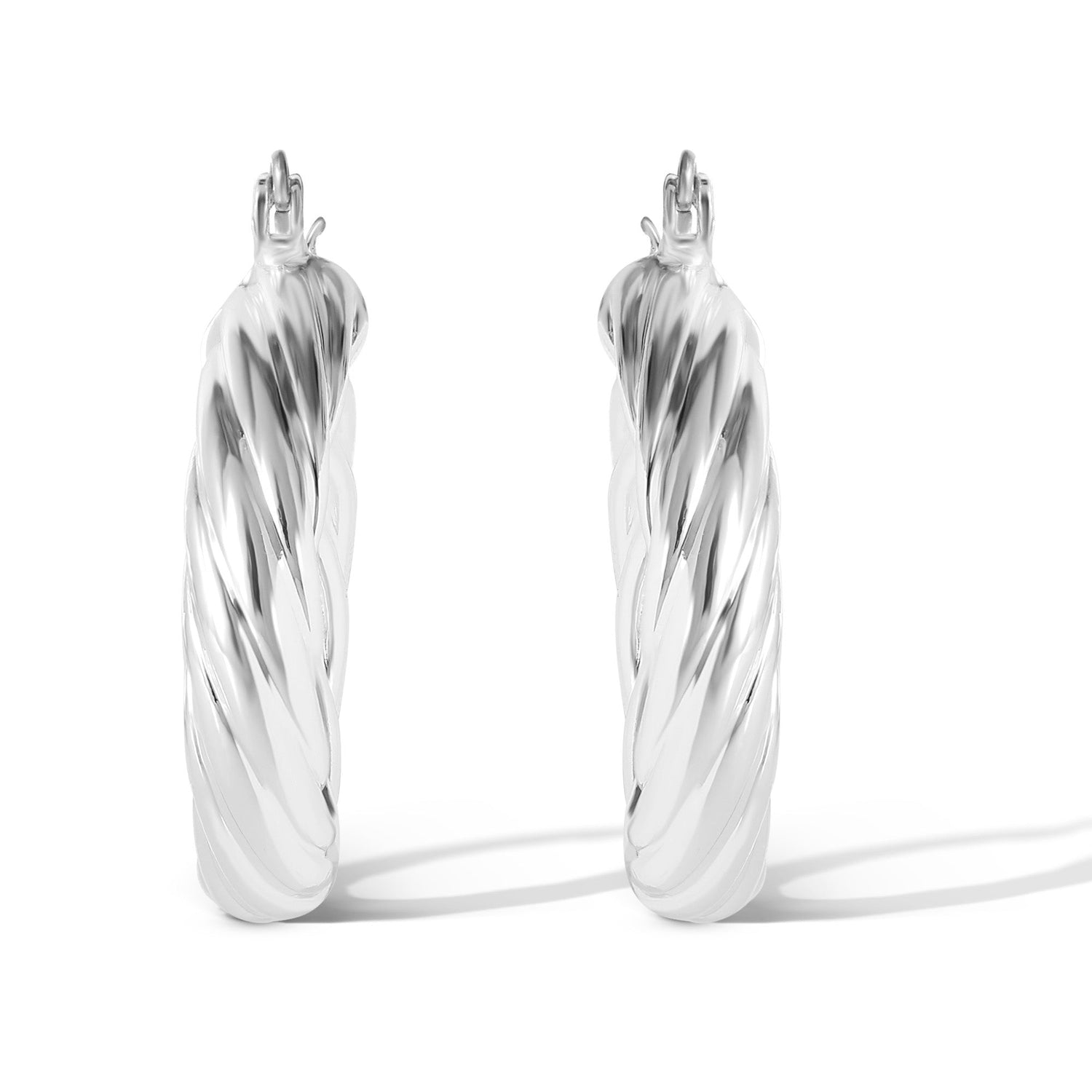 Jessica Simpson Womens Thick Twisted Hoop Earrings - Silver-Tone Small Hoop Earrings