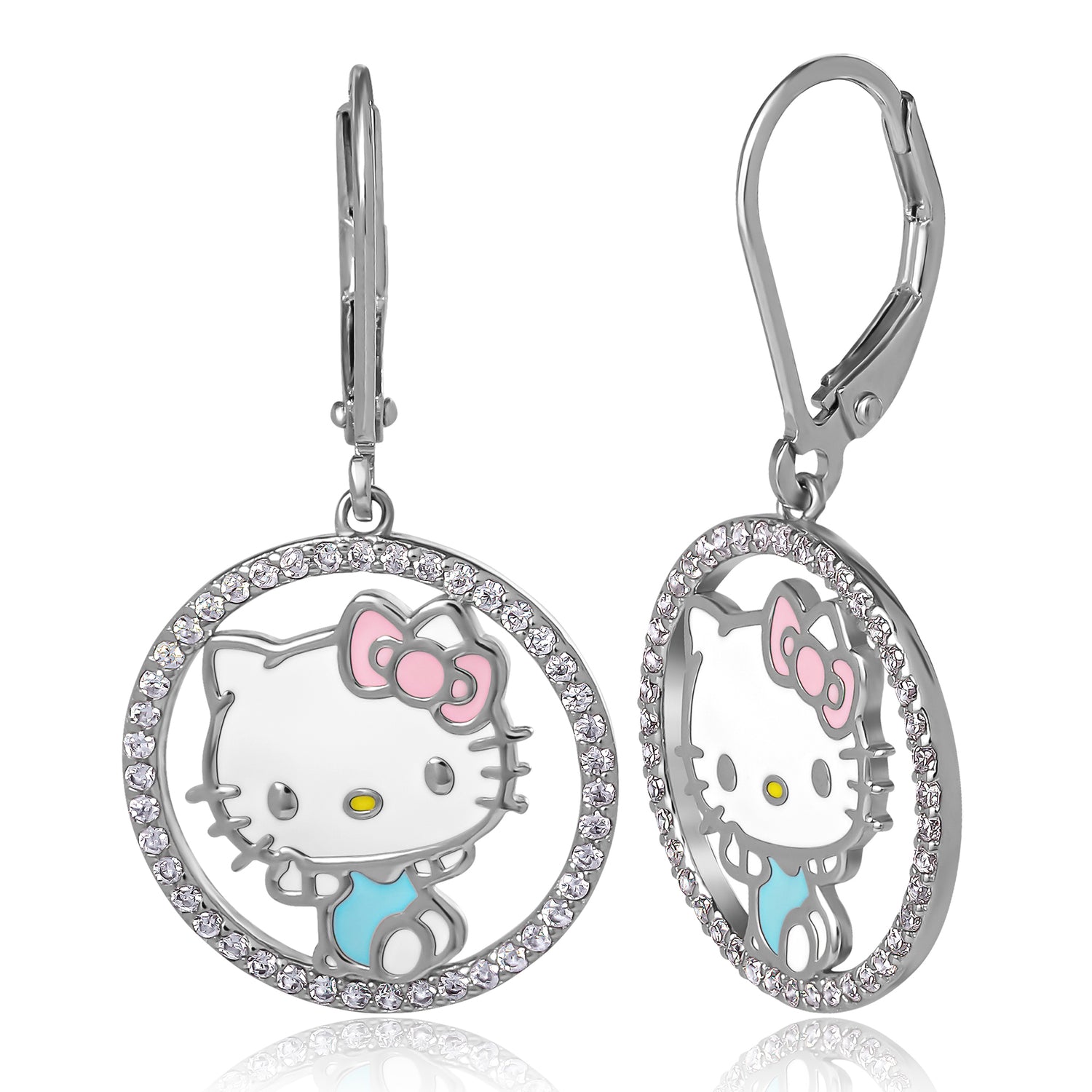 Sanrio Hello Kitty Crystal Circle Drop Leverback Earrings