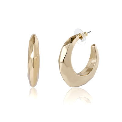 BCBG Textured Croissant Hoop Earrings