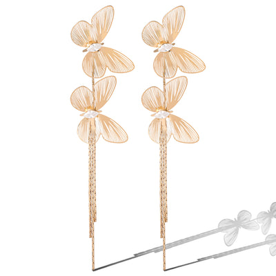 JS Jessica Simpson Long Butterfly Drop Earrings in Shimmering Gold-Tone