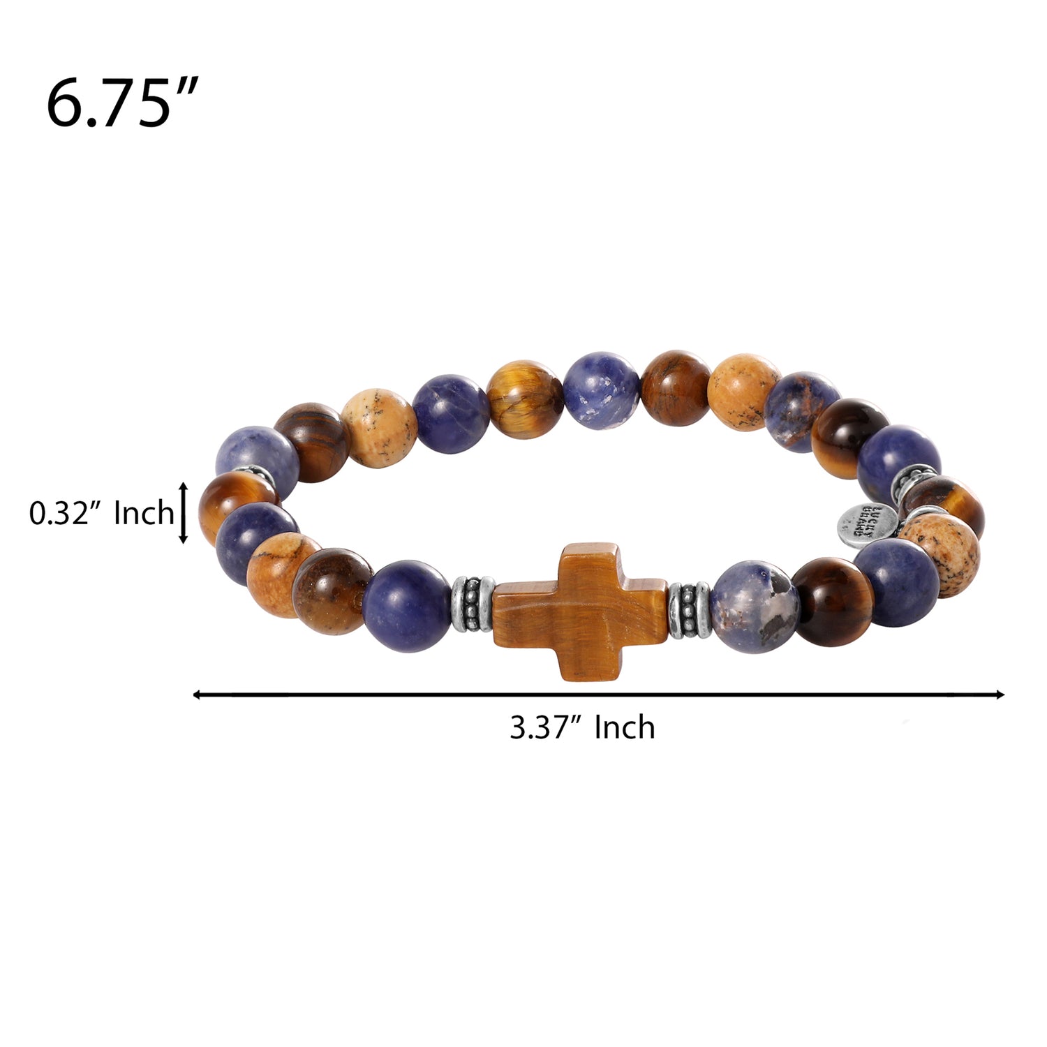 Lucky Brand Sodalite Bead Stretch Bracelets with Cross Accents - Brown