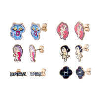K-Pop Demon Hunters Earrings Set 6 Pairs Official License, Gold-Tone Stud Earrings, K Pop Gifts