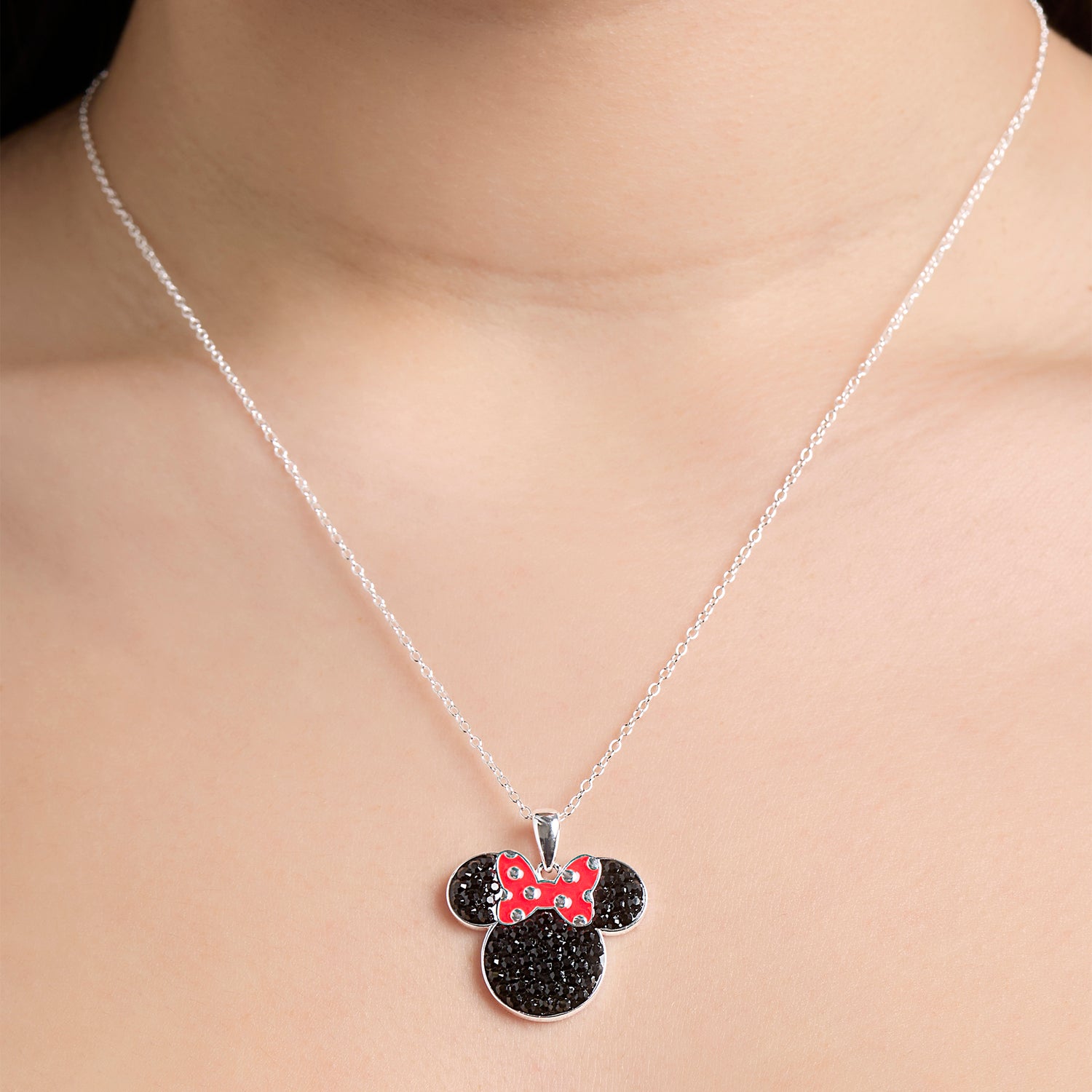 Disney Minnie Mouse Red Bow Pendant Necklace
