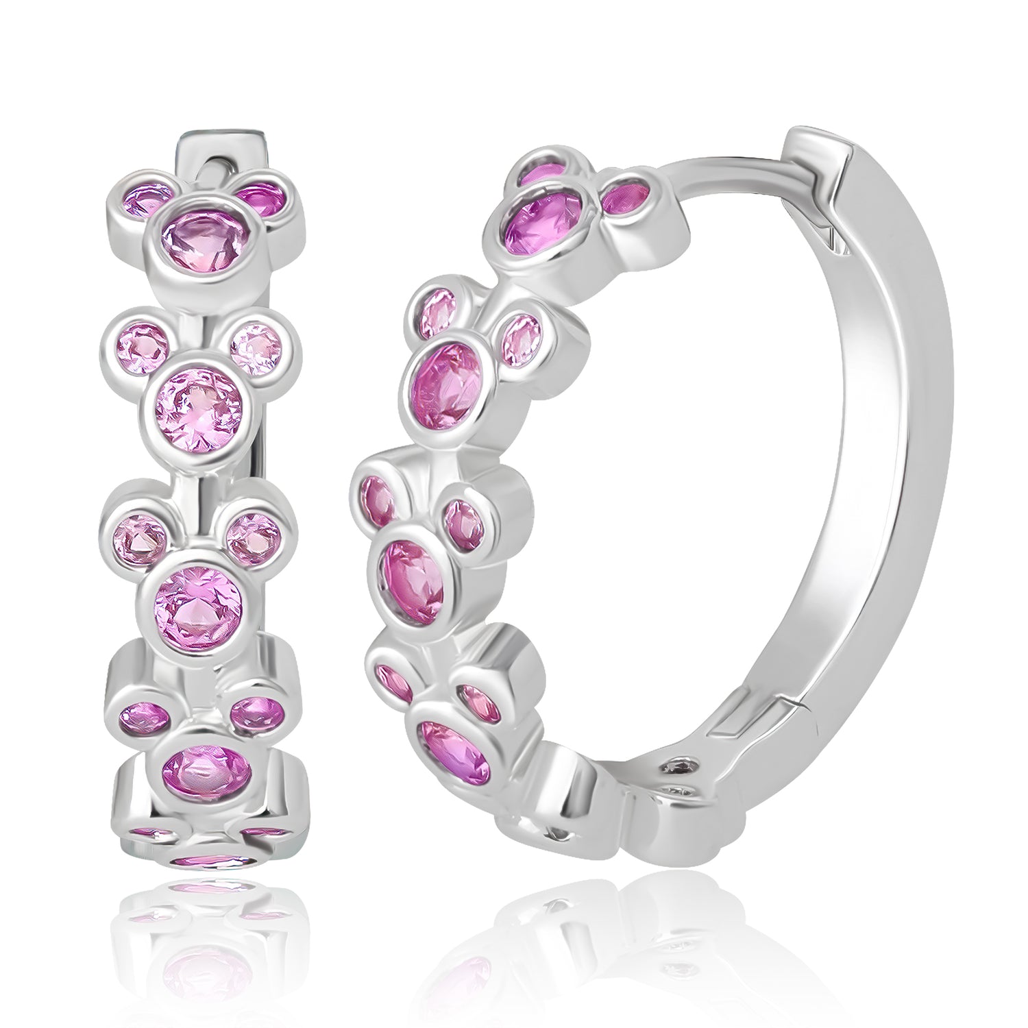 Disney Mickey Mouse Endless Hoop Earrings Cubic Zirconia Disney Pink Hoops