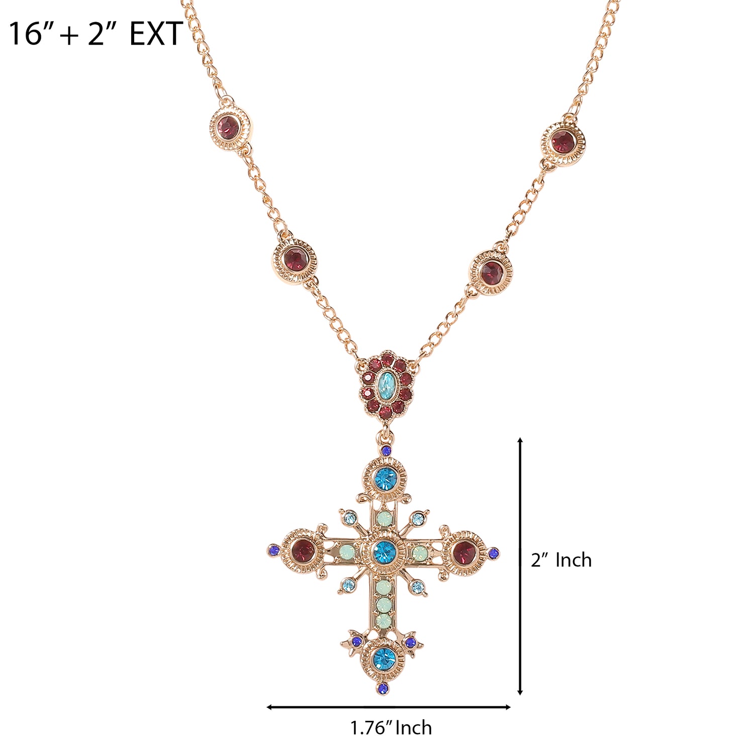 JS Jessica Simpson Crystal Gold Tone Cross Pendant Necklace