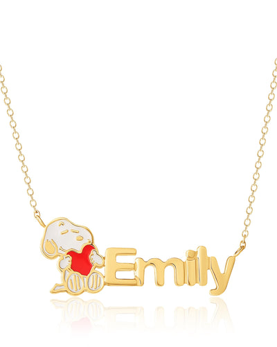 Peanuts Personalized Heart Snoopy Necklace