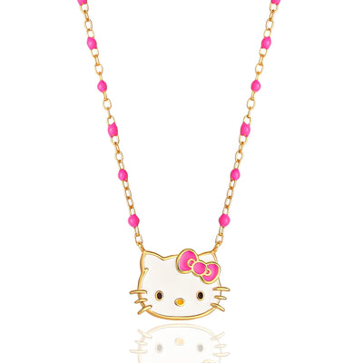 Hello Kitty Pink Beaded Enamel Necklace