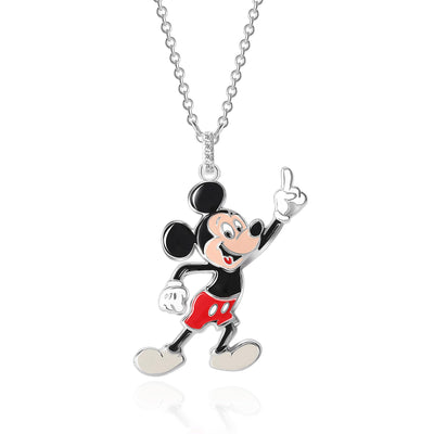 BRASS SLV PLT D-100 MICKEY MOUSE 3D PENDANT -18" CHAIN