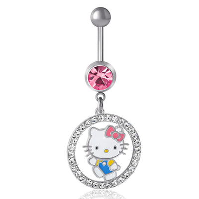 Stainless Steel (316L) Hello Kitty Crystal Belly Ring Crystal