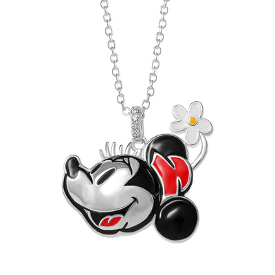 Disney 100 Womens Silver plated Minnie Mouse Necklace - 18"