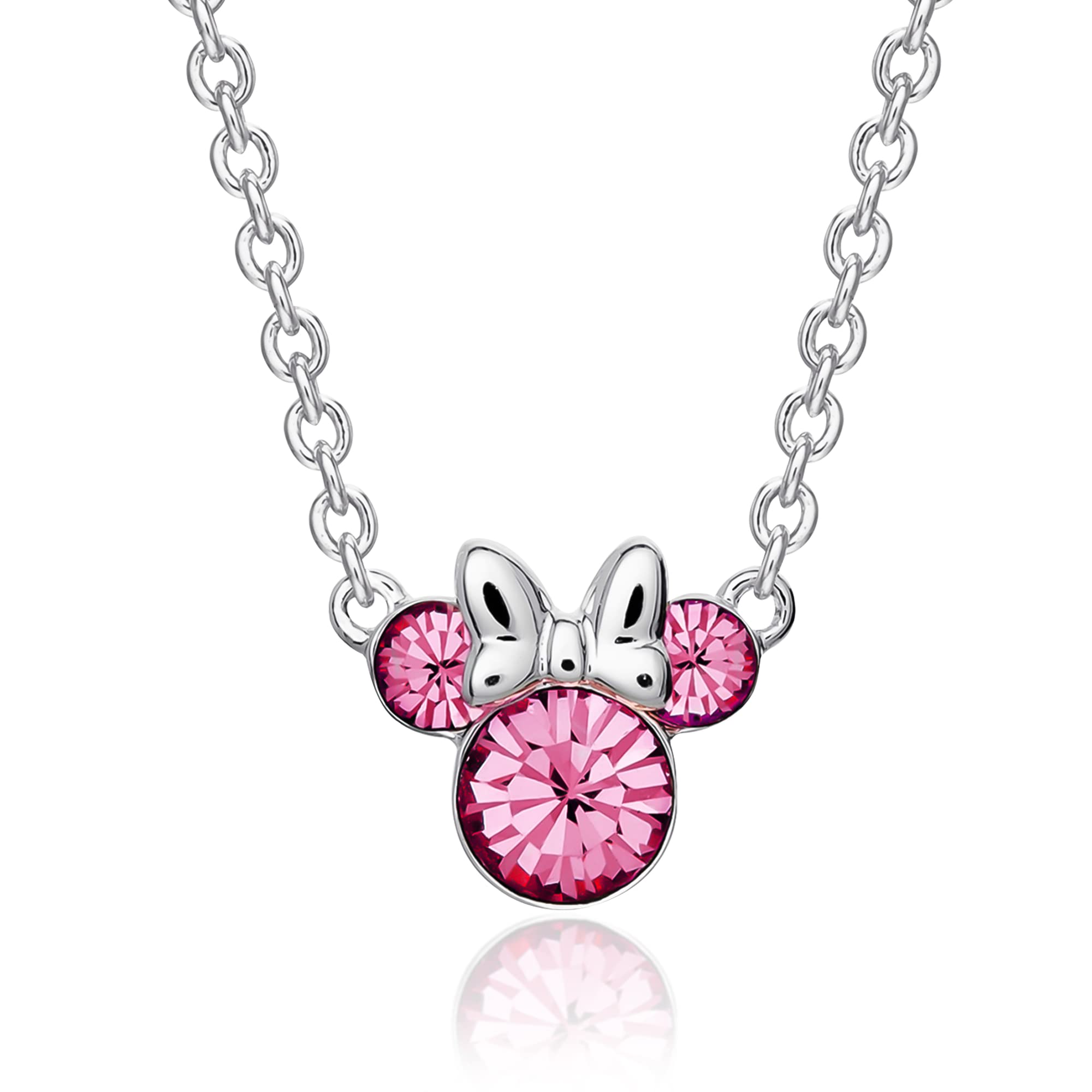 Disney Minnie Mouse Silver Plated Birthstone Month Pendant Necklace