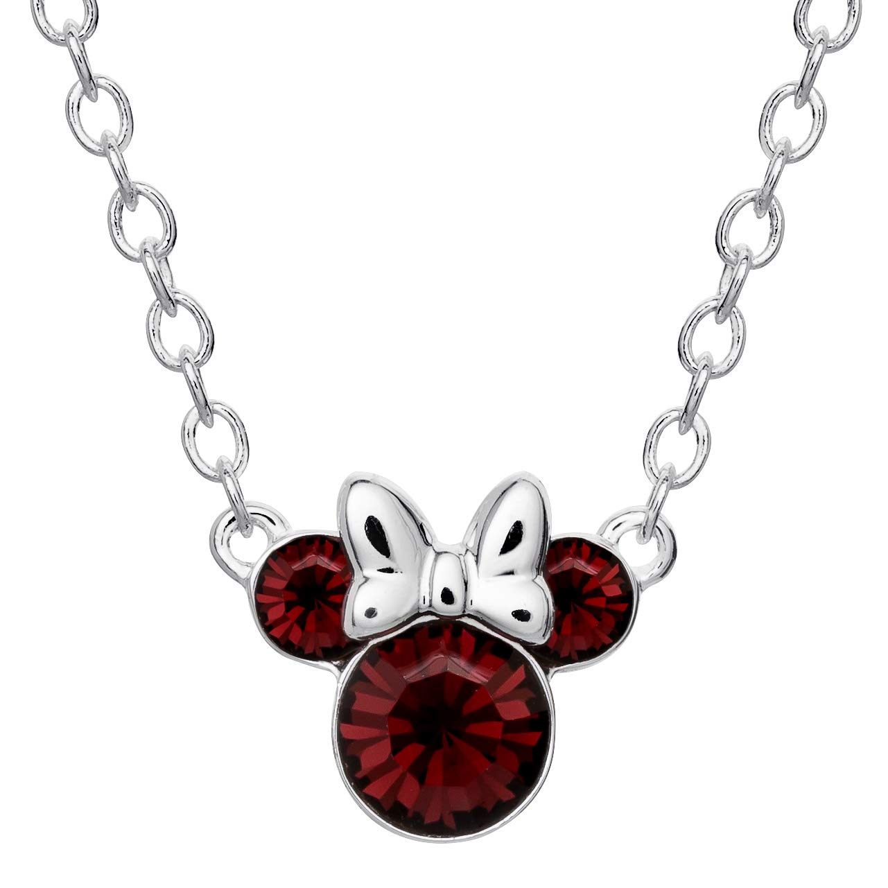Disney Minnie Mouse Silver Plated Birthstone Month Pendant Necklace