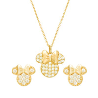 Disney Minnie Mouse Necklace and Earrings Set, Diamonique Cubic Zirconia