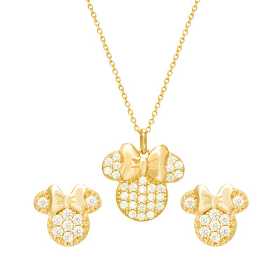 Disney Minnie Mouse Necklace and Earrings Set, Diamonique Cubic Zirconia