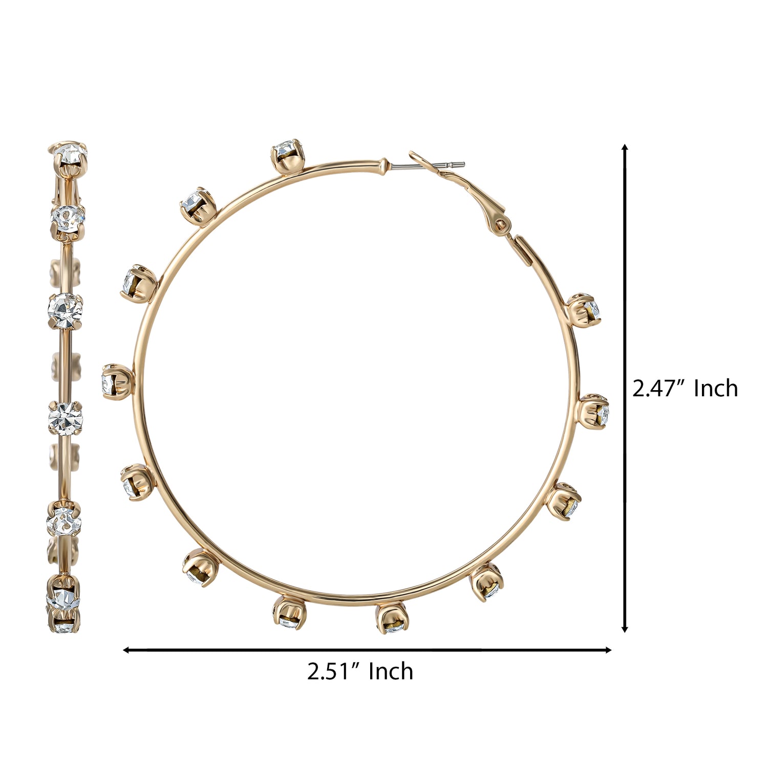Jessica Simpson Gold-Tone Crystal-Studded Elegant Statement Hoop Earrings