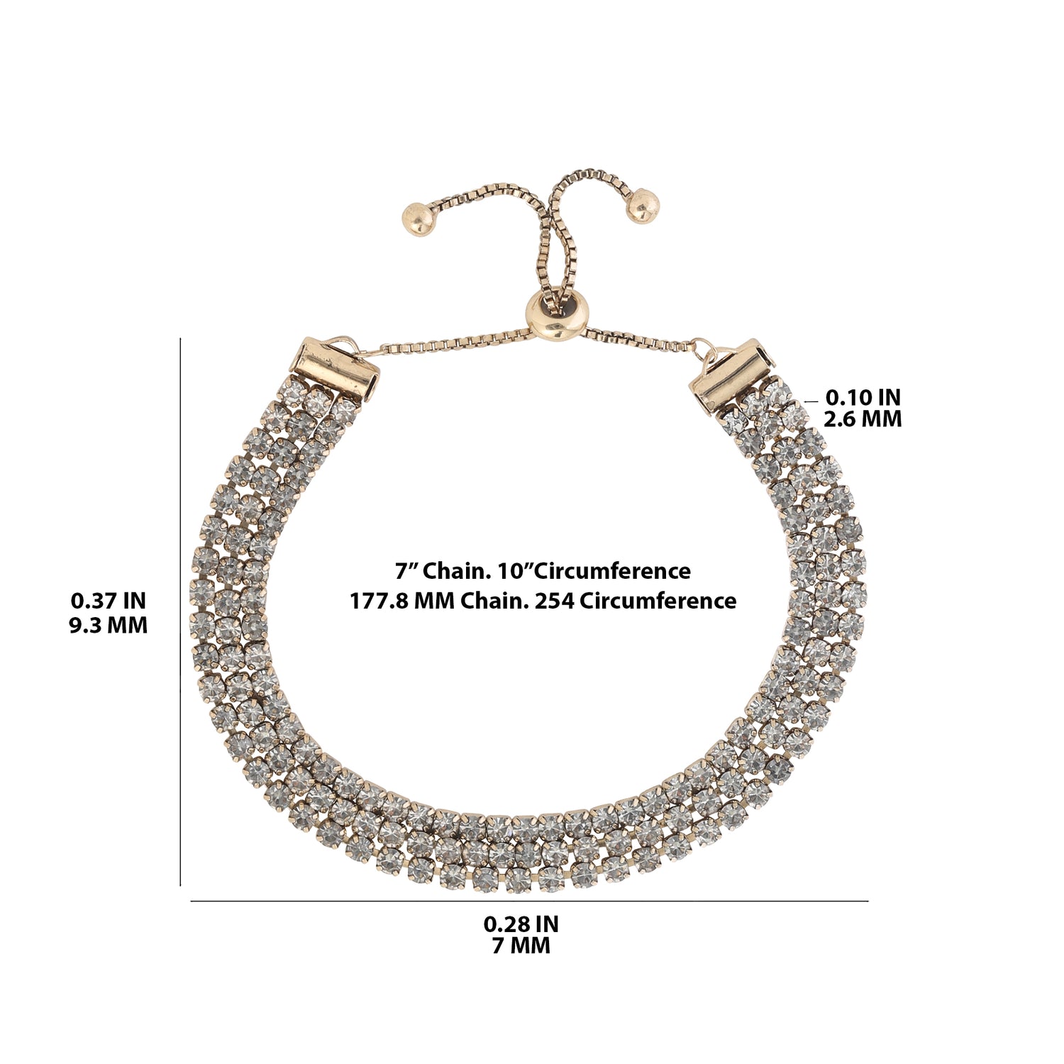 BCBGeneration Adjustable Triple Row Crystal Bracelet in Gold