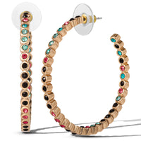 Jessica Simpson Gold-Tone Multicolor Crystal Hoop Earrings