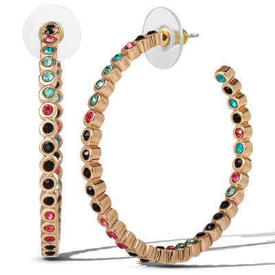 Jessica Simpson Gold-Tone Multicolor Crystal Hoop Earrings