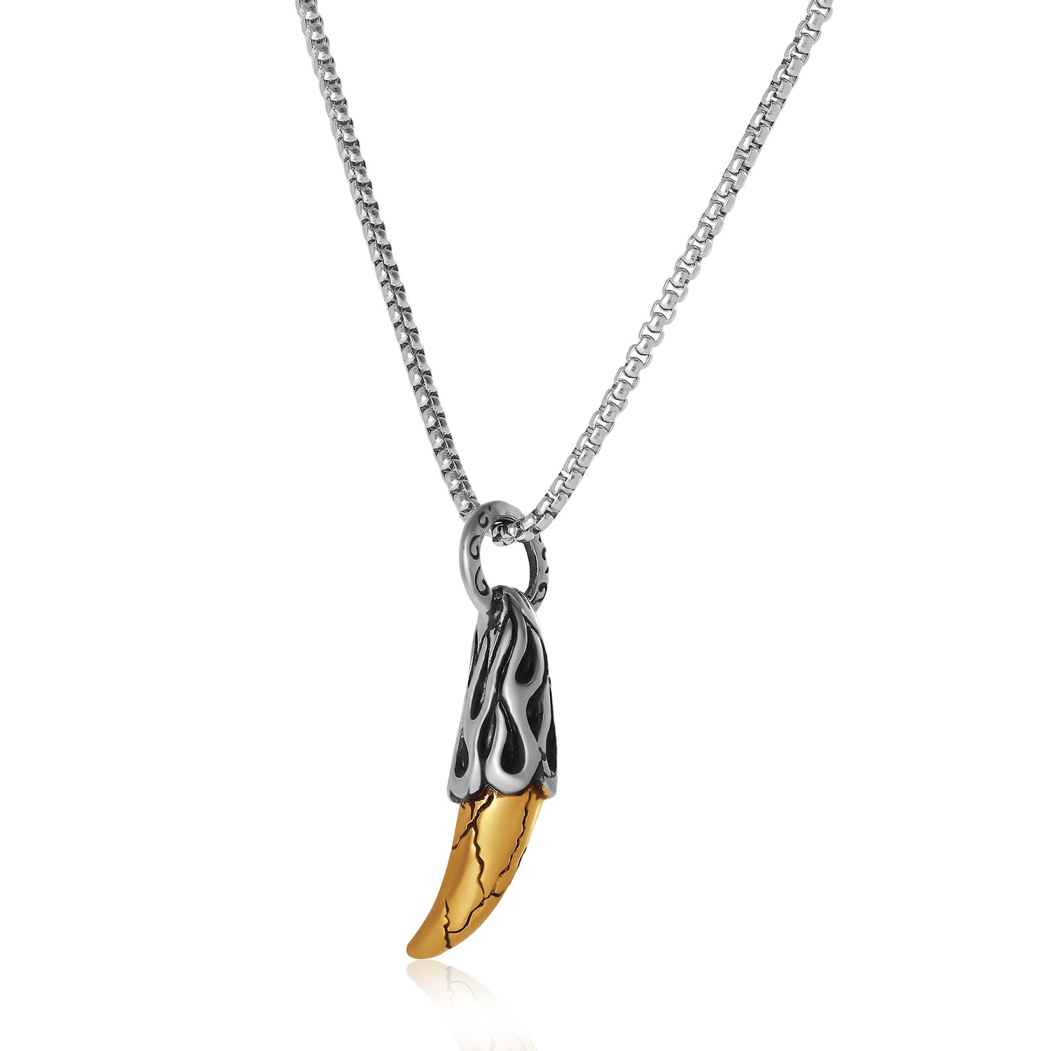 Lucky Brand Men’s Claw Pendant Necklace, Two‑Tone Stainless Steel - 22'' Box Chain
