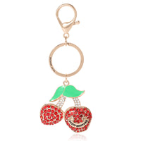 Juicy Couture Cherry Crystal & Enamel Keychain In Gold Tone