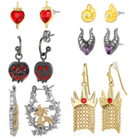 Disney Villains Earrings for Women Official License, 6-Pack