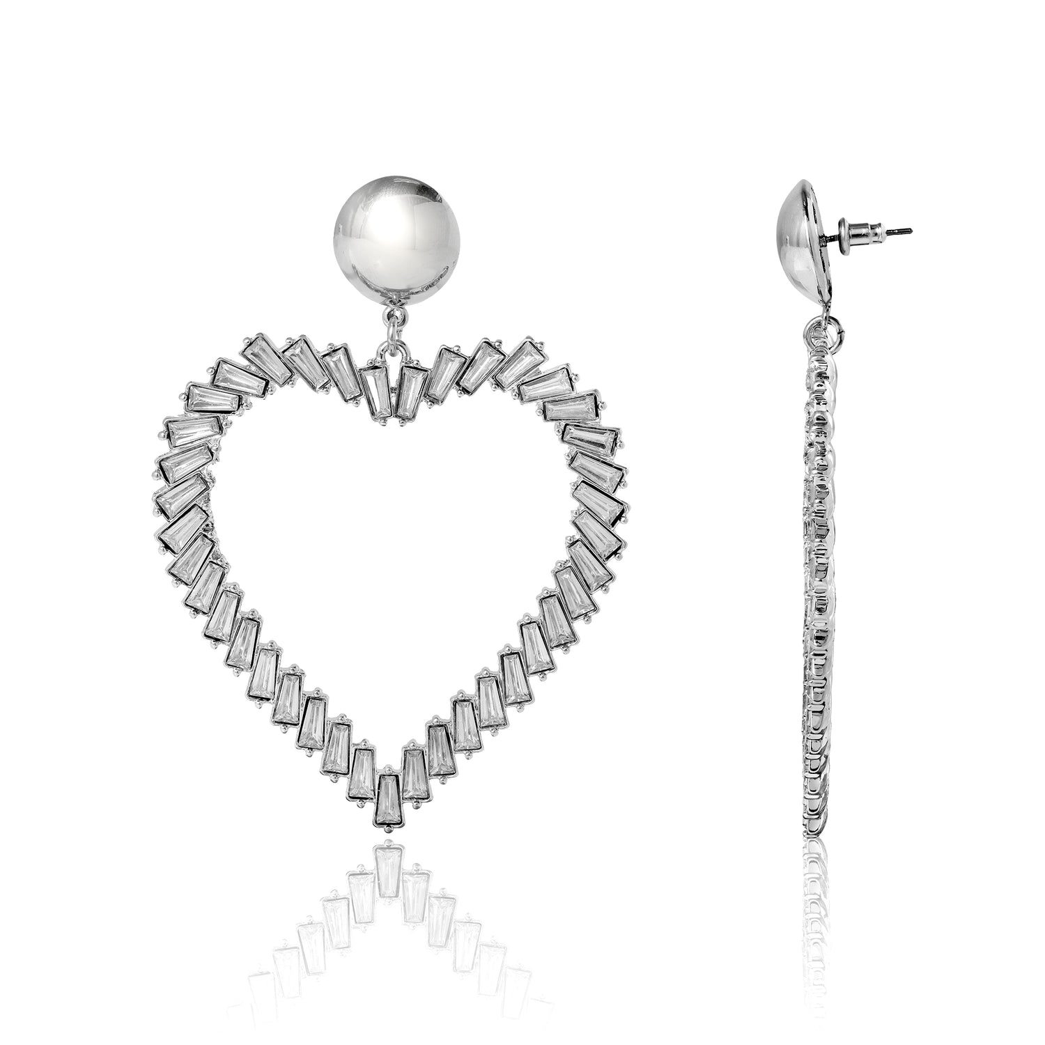 BCBGeneration Silver-Tone Heart Hoop Earrings