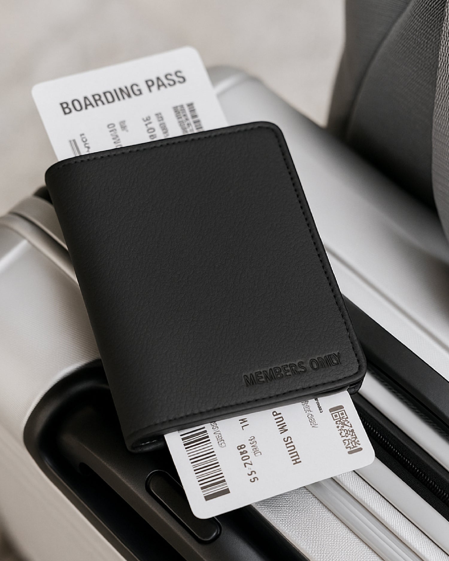 MEMBERS ONLY RFID BLACK DEBOSSED PASSPORT HOLDER