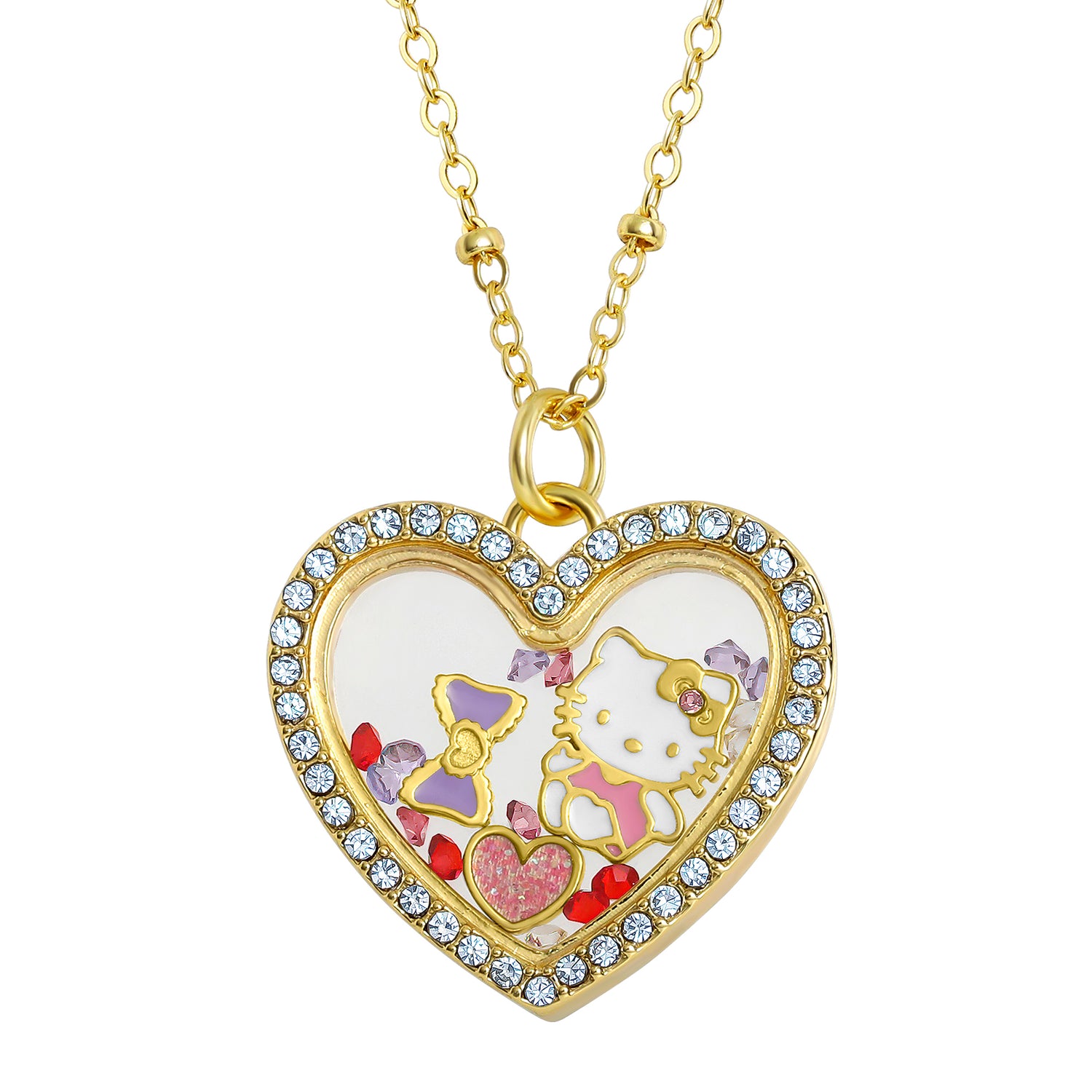 Sanrio Hello Kitty Necklace Official License, Shaker Heart Pendant