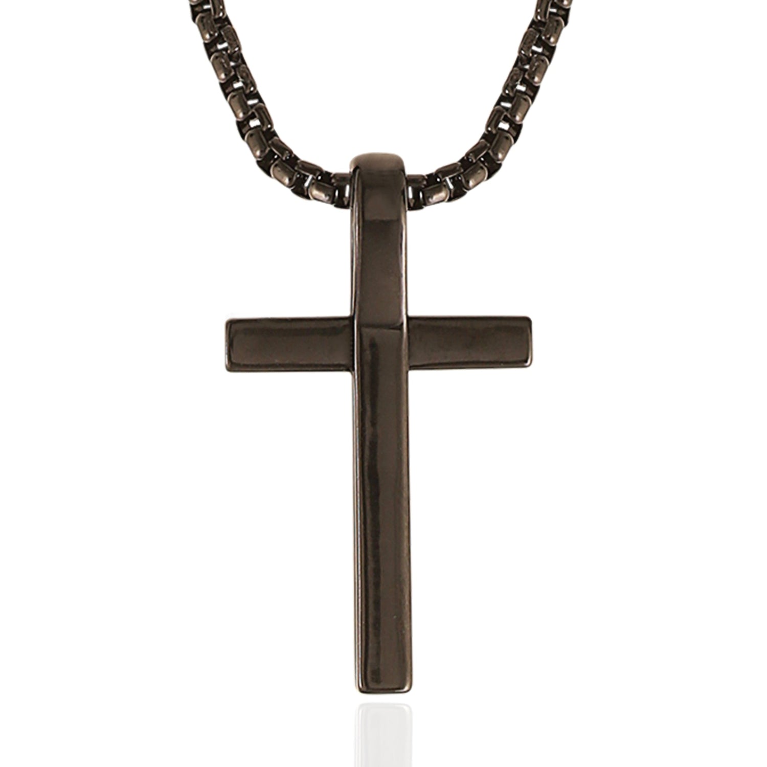 Lucky Brand Stainless Steel Cross Necklace for Men 22", Two-Tone Pendant Necklace, Cross Jewelry