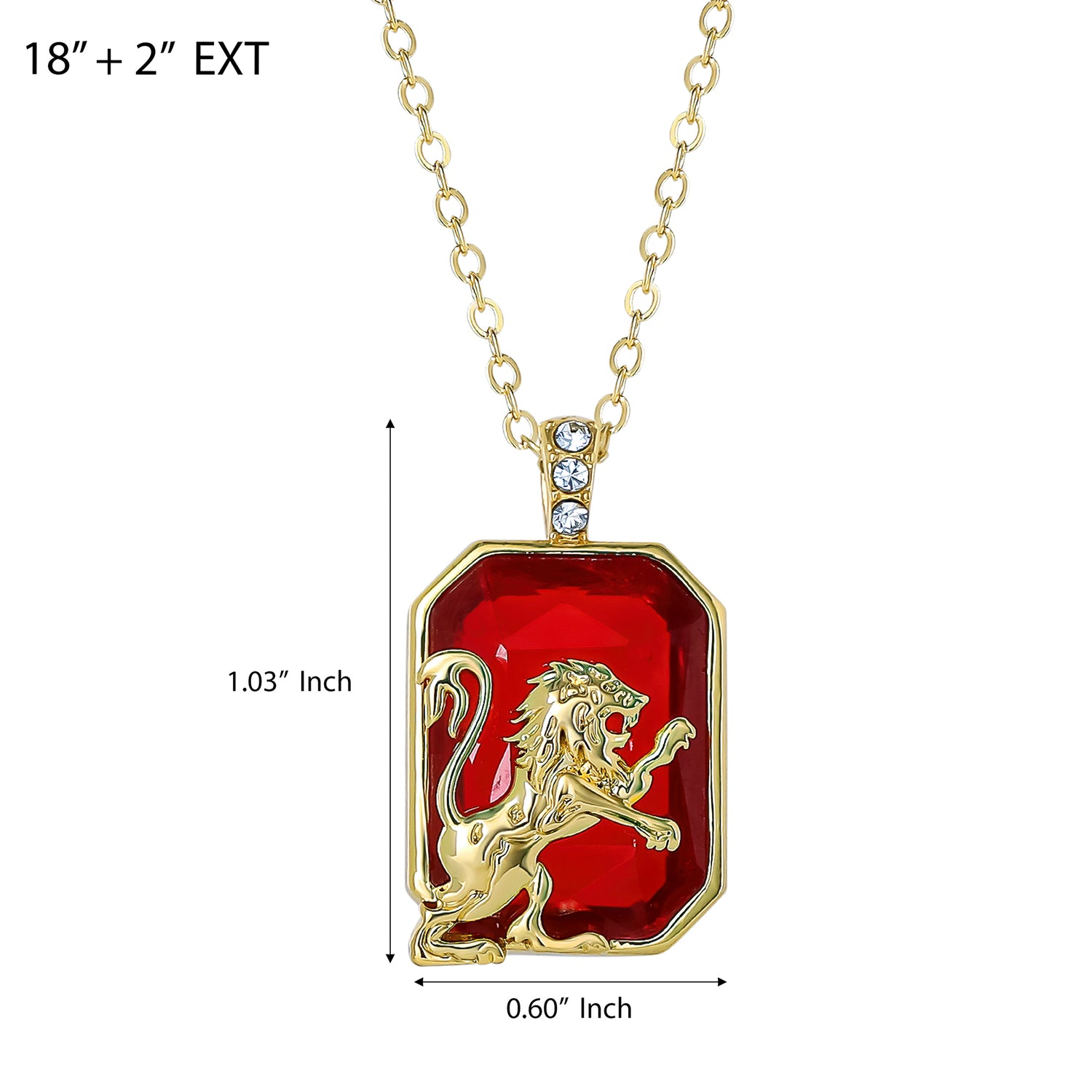 Harry Potter Gryffindor Lion Pendant Necklace Official License, 18+2"