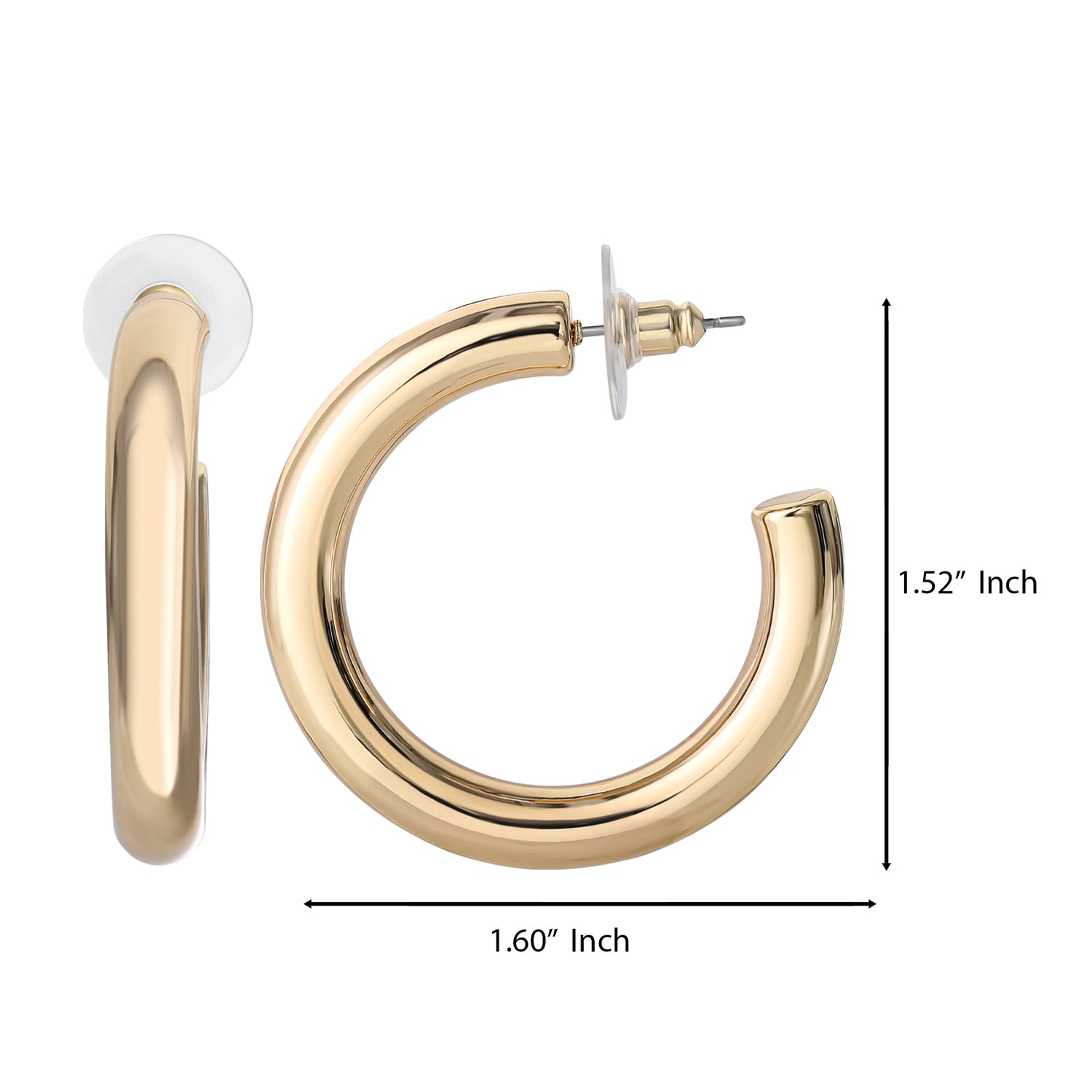 Jessica Simpson Gold-Tone Bold Curved 40 MM Hoop Earrings - Elegant Statement Hoops