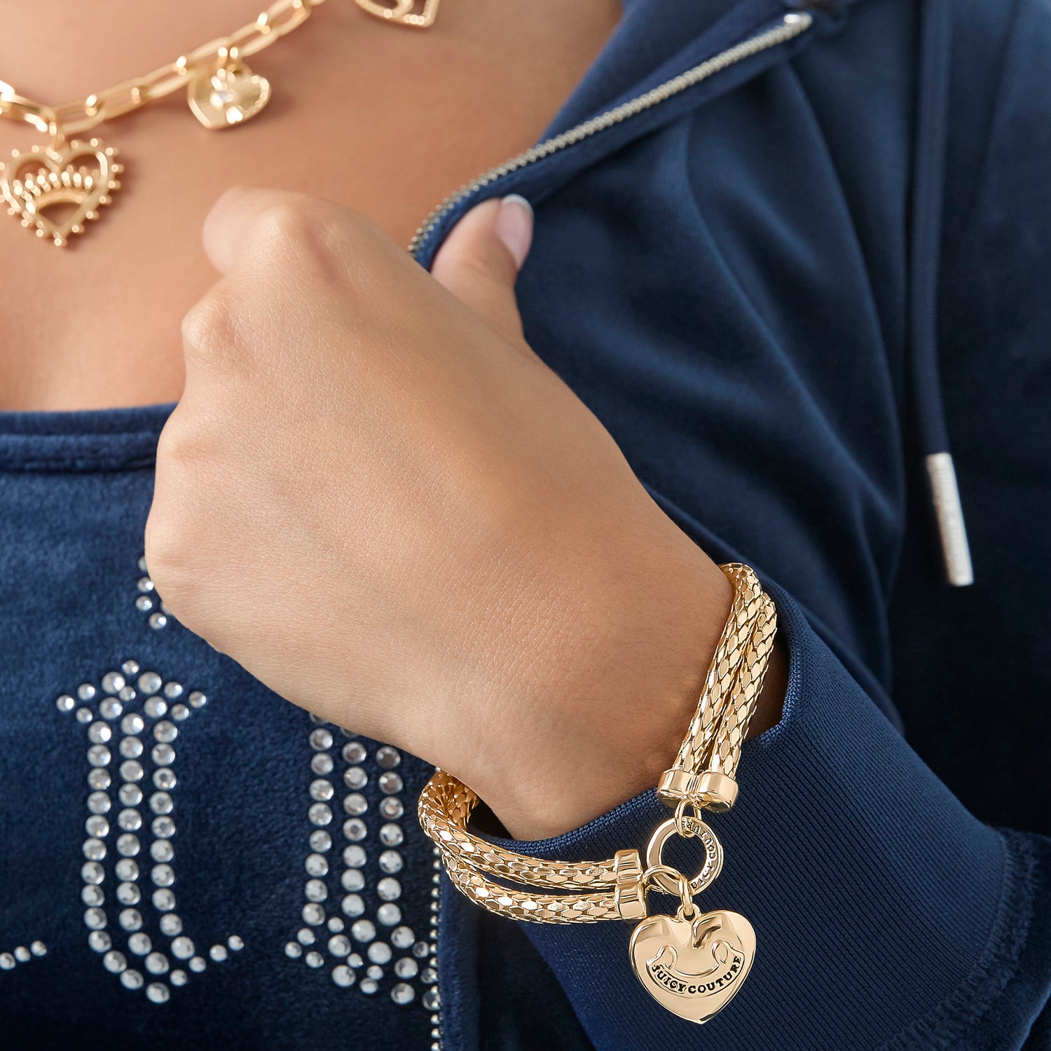 Juicy Couture Layered Heart Bracelet - Gold Tone