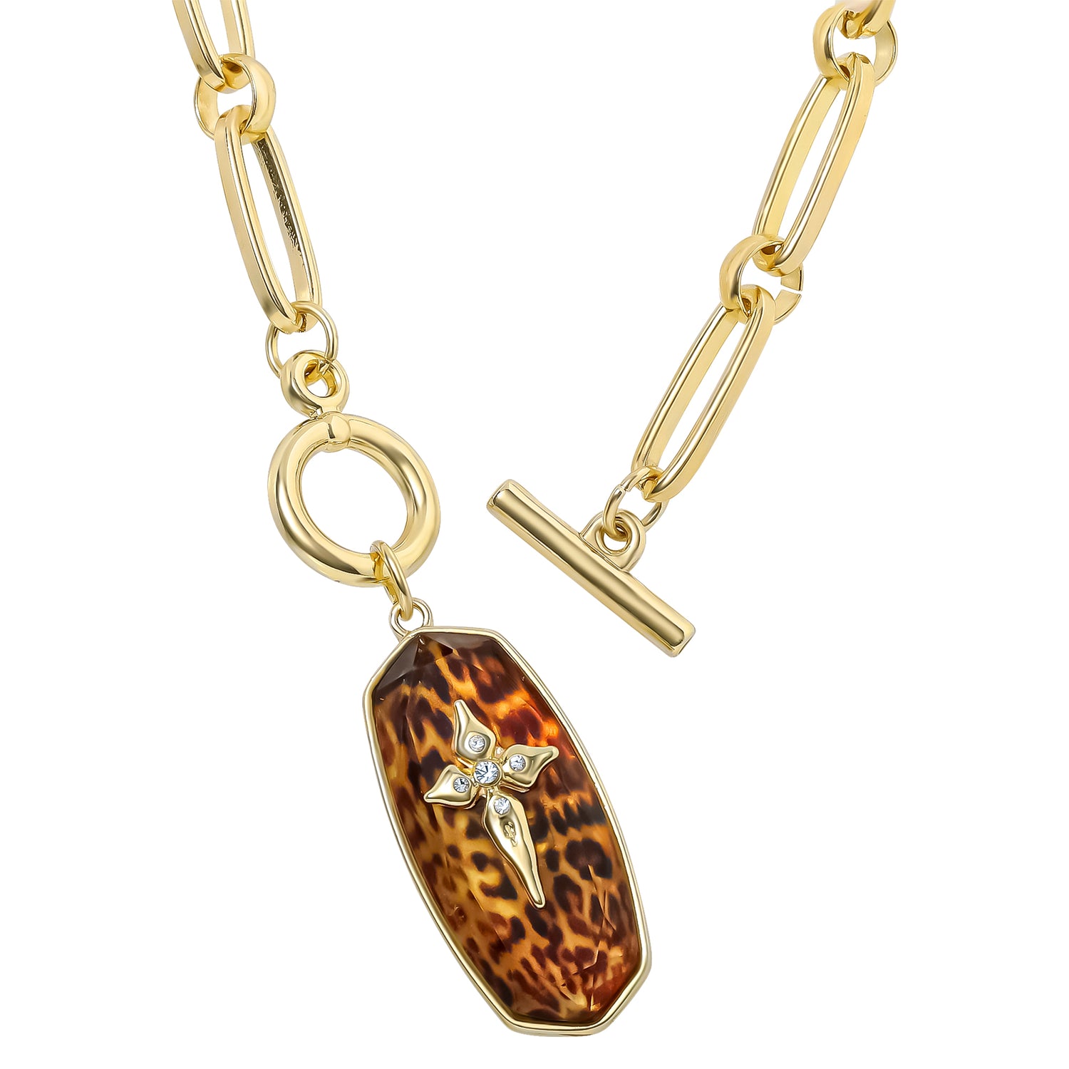 Jessica Simpson Chunky Toggle Necklace with Cross Pendant, 18"
