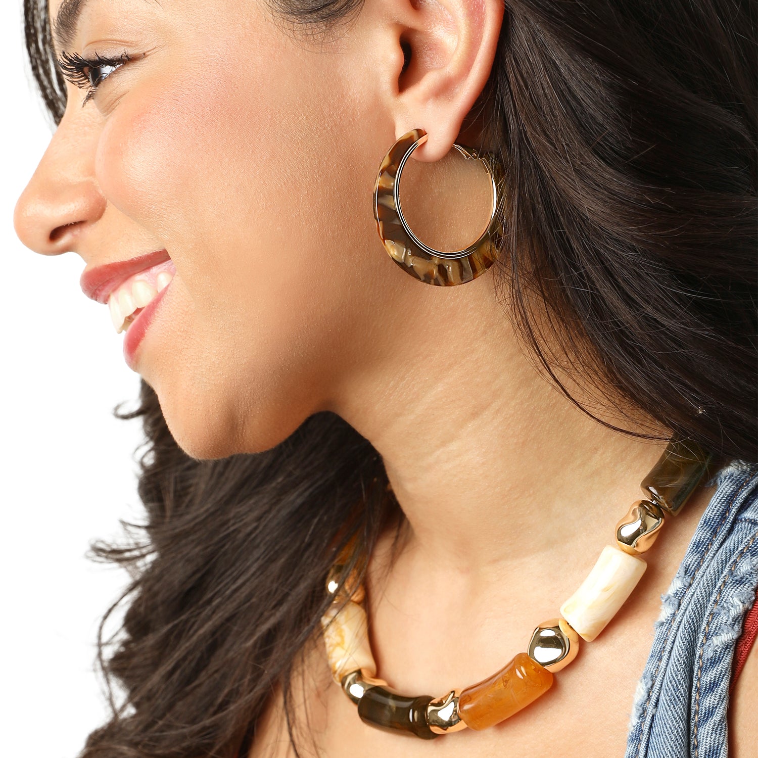 Jessica Simpson Hoop Earrings for Women Gold-Tone, Earth-Toned Hoops