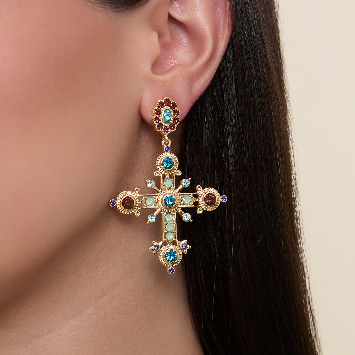 Jessica Simpson Boho Luxe Cross Drop Earrings