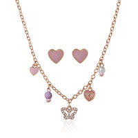 Jessica Simpson Kids Heart Charm Necklace and Earrings Set