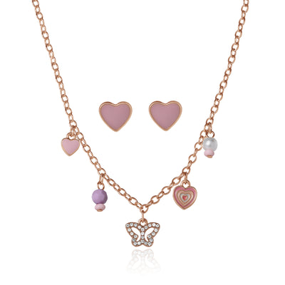 Jessica Simpson Kids Heart Charm Necklace and Earrings Set