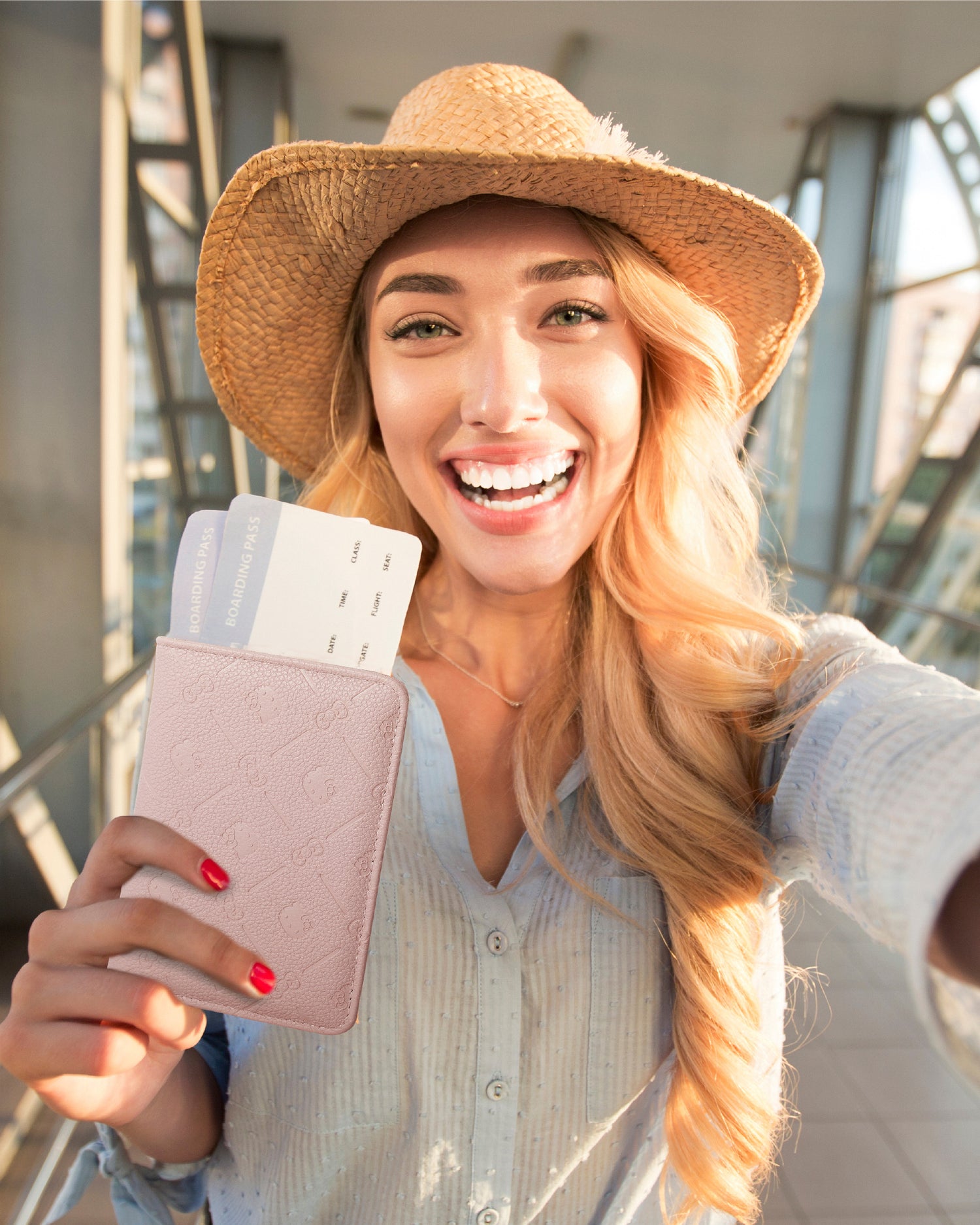 Hello Kitty Passport Holder for Travel Women Official License, Blush Pink Passport Cover, Sanrio Gifts - Pink