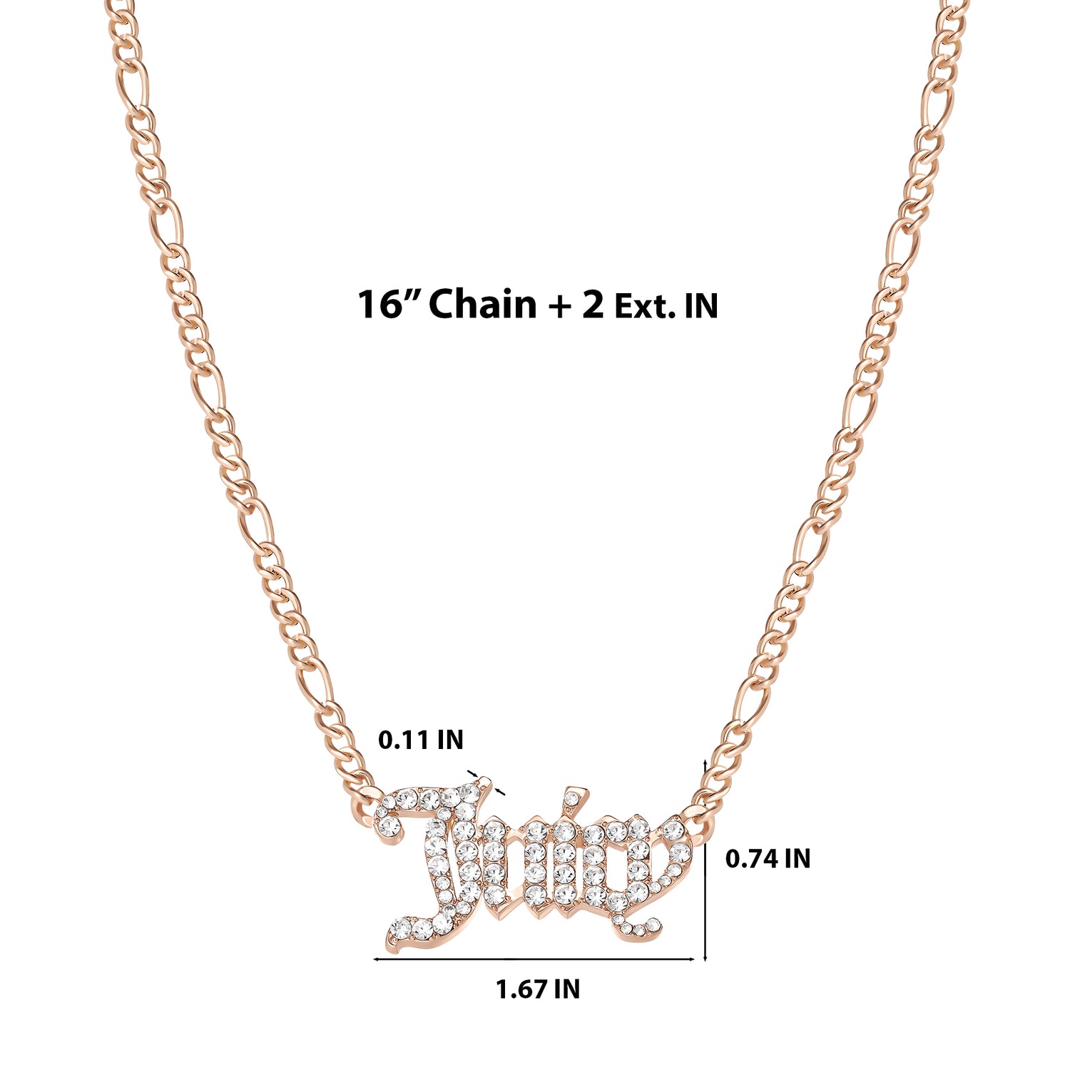 Juicy Couture Gold-Tone Crystal Script Logo Necklace, 16"+2"