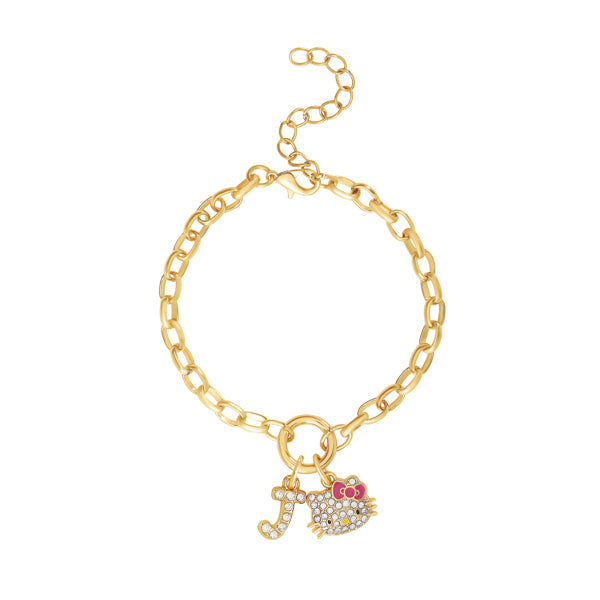 Hello Kitty Initial Crystal Charm Bracelet