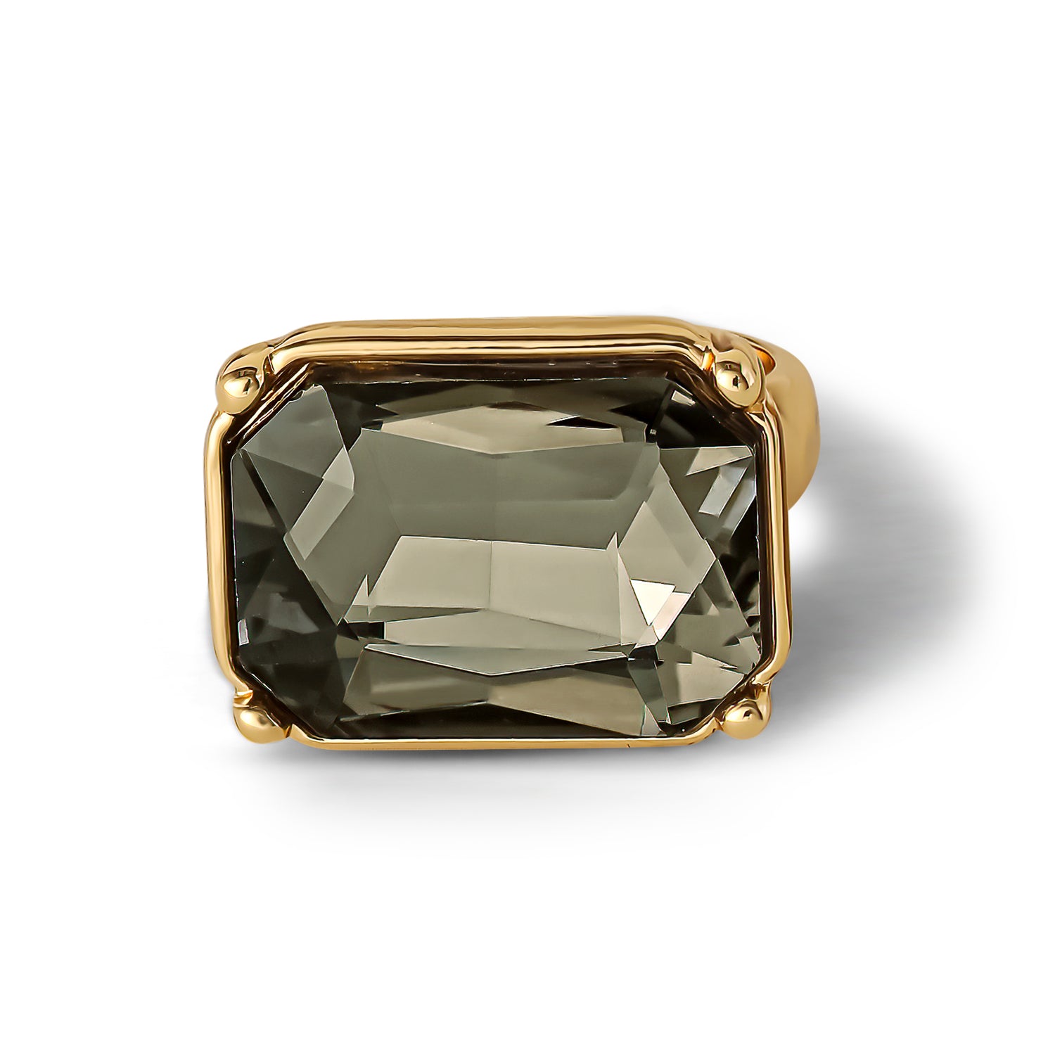 Jessica Simpson Gold-Tone Smoky Black Rectangle Stone Ring