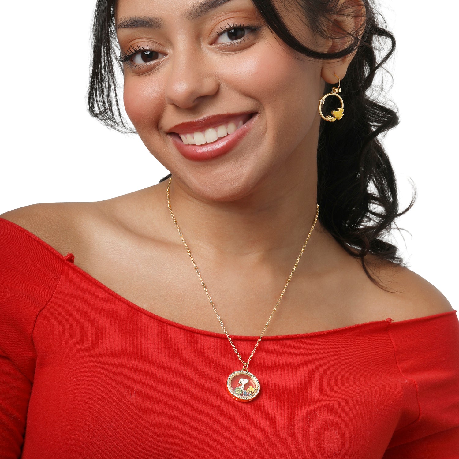 Peanuts Woodstock and Snoopy Mismatch Dangle Hoop Earrings for Women
