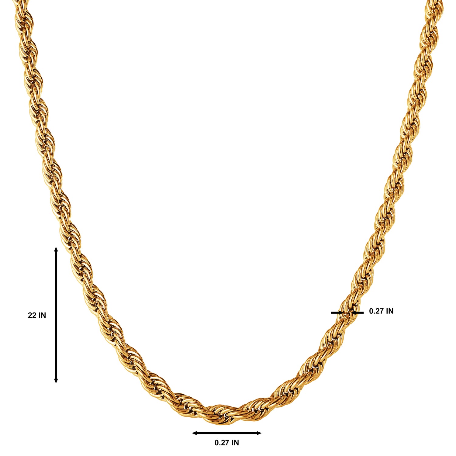 Lucky Brand Mens Gold-Tone Rope Chain Necklace - 22'' Chain