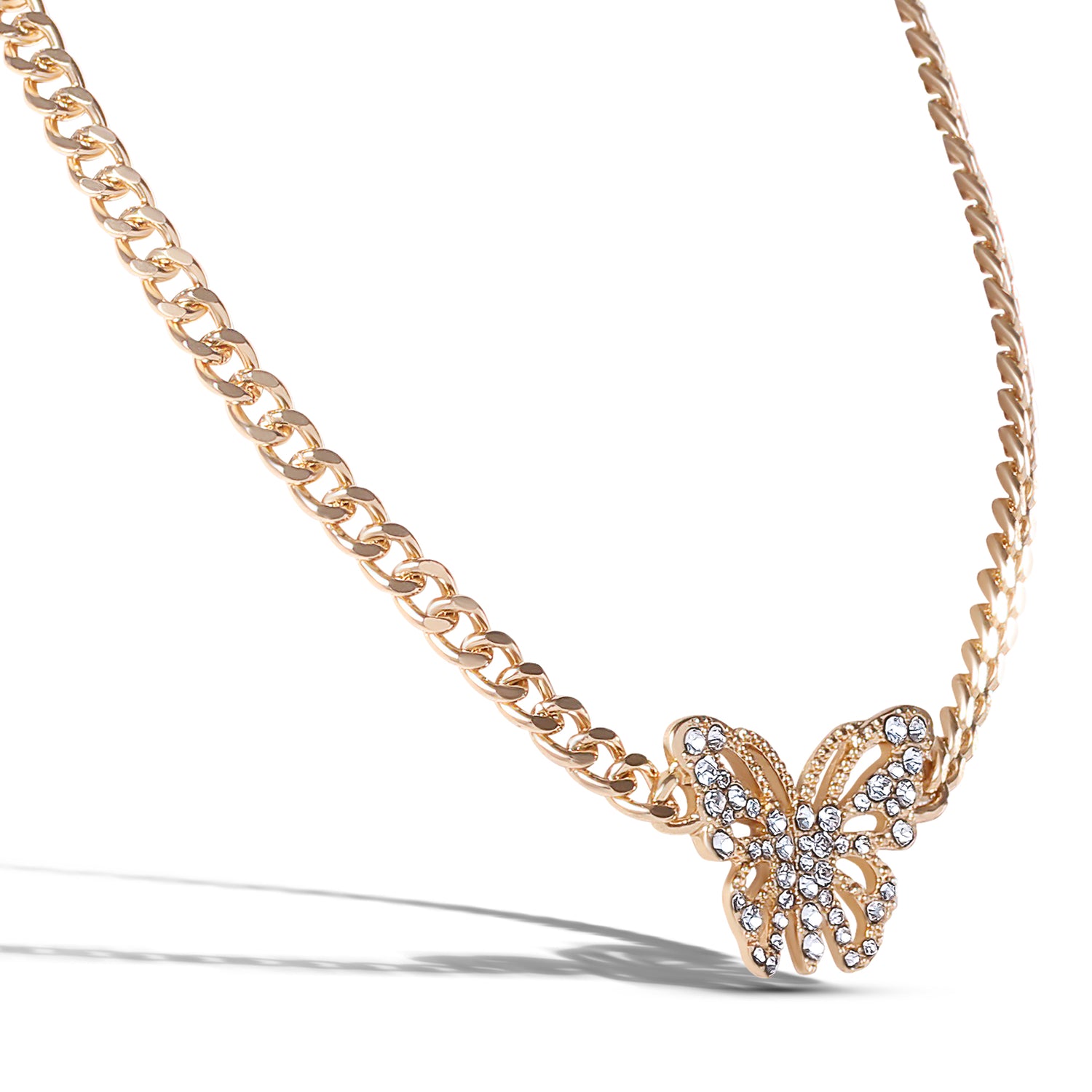 JS Jessica Simpson Butterfly Pendant Chain Necklace